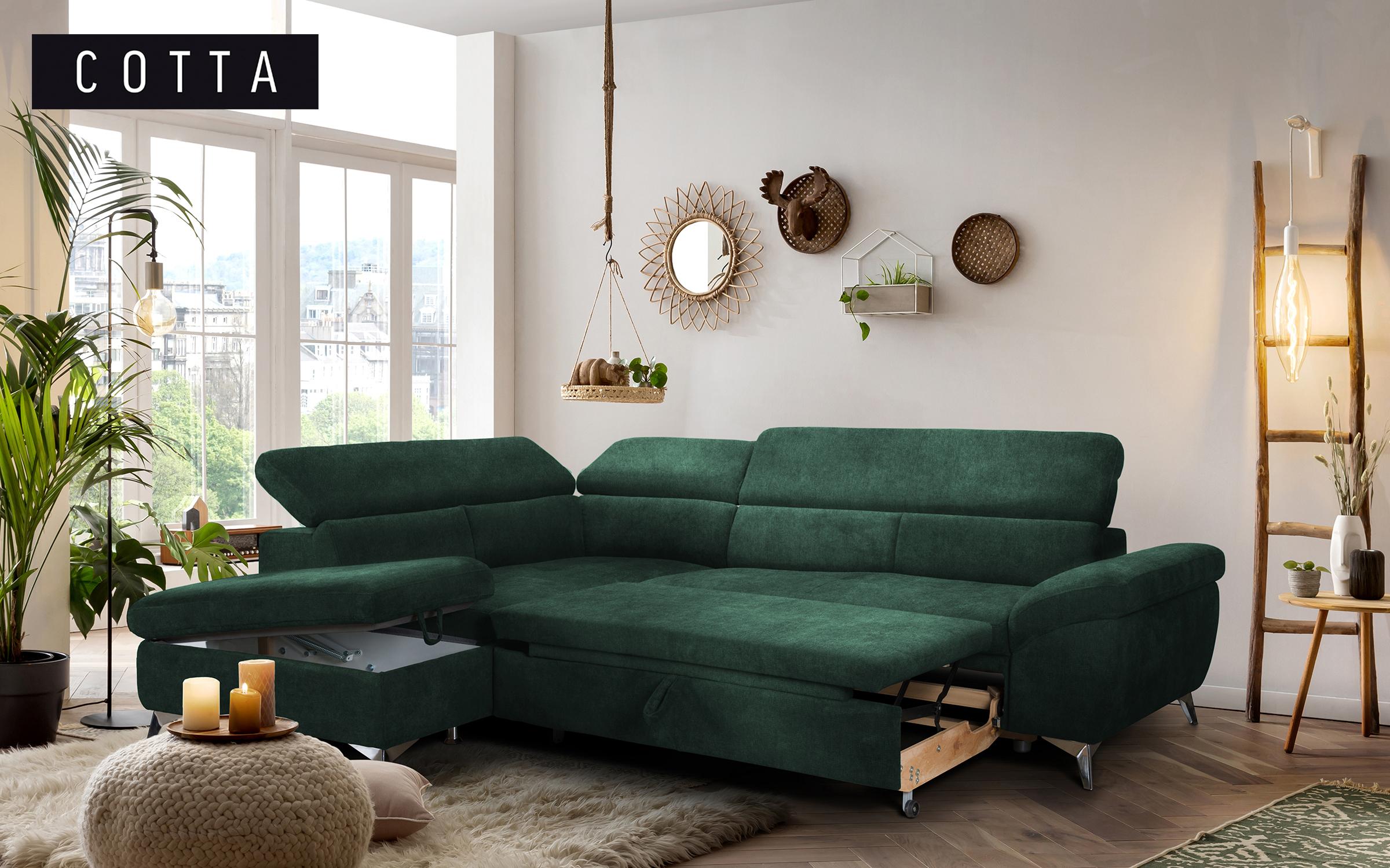 Γωνιακός καναπές Perion, σκούρο πράσινο  2
